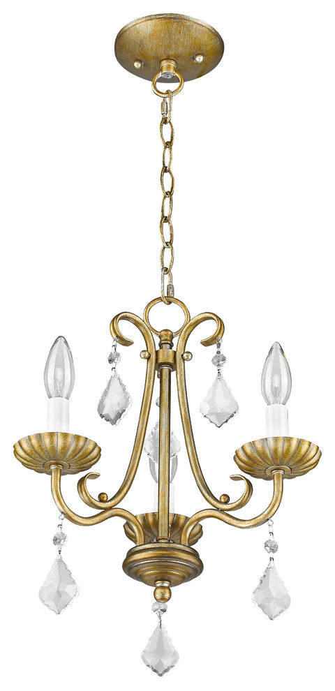 Daphne 3-Light Mini Chandelier, Antique Gold Leaf