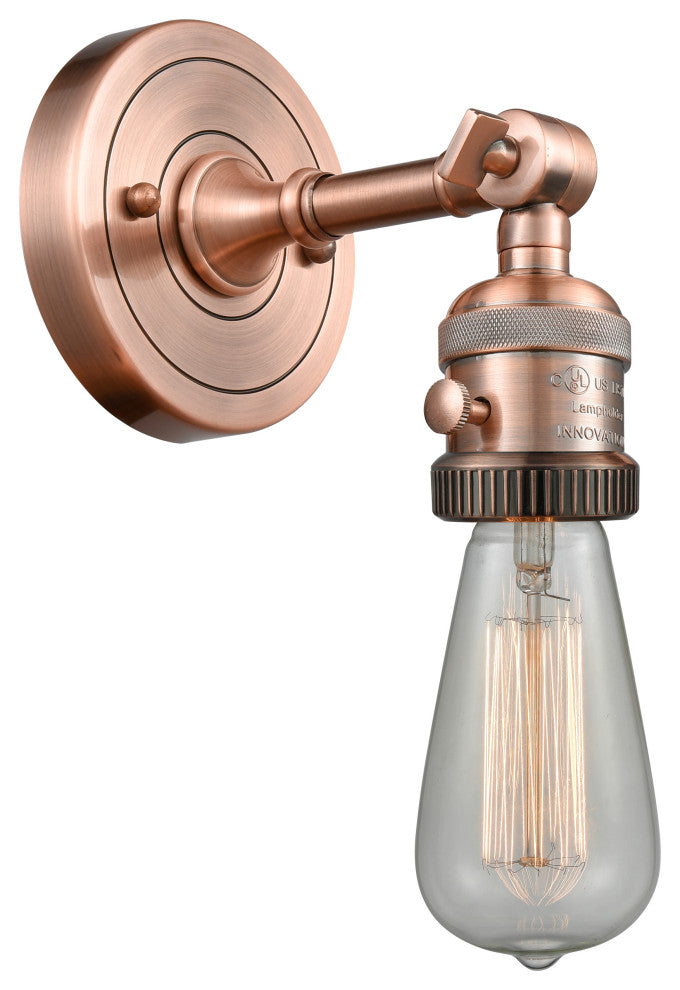 Bare Bulb Sconce With Switch, Antique Copper, No Backplate