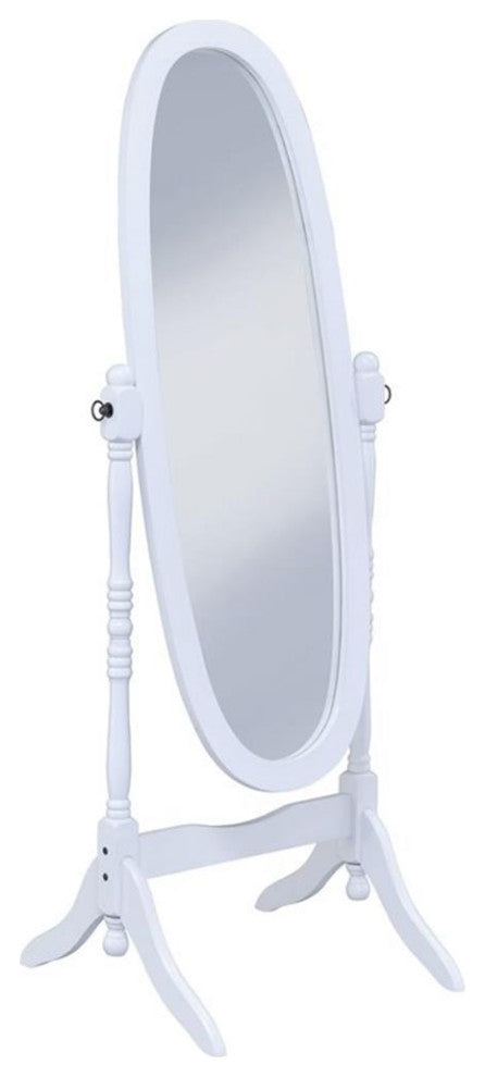 Coaster Foyet Traditional Wood Frame Oval Cheval Mirror in White