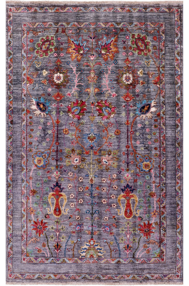 4' 2" X 6' 0" Persian Tabriz Handmade Wool Rug Q9814