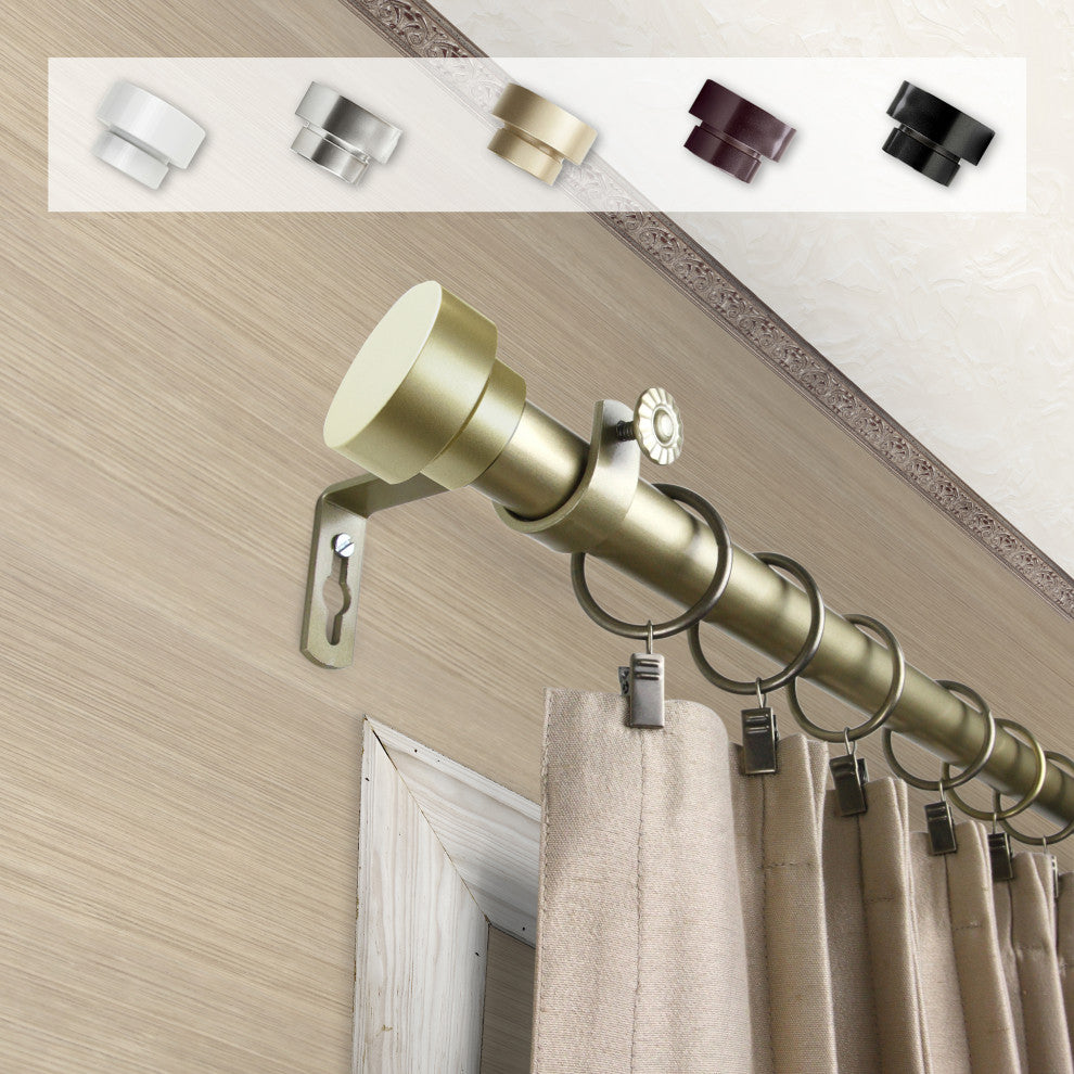 Bonnet 1" Curtain Rod, Light Gold, 66-120"