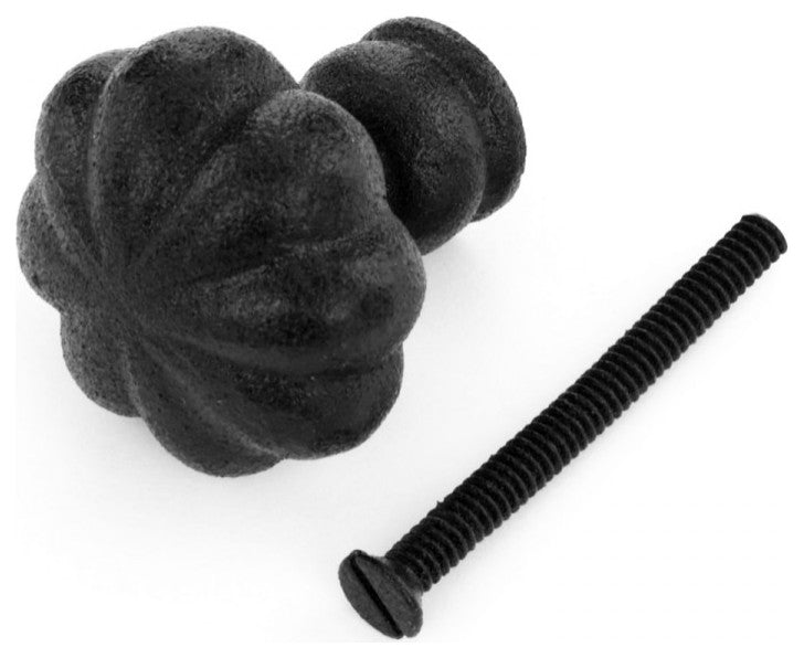 Cabinet Hardware Knob Black Wrought Iron Floral Mission Design 1.5" Di. Set of 4
