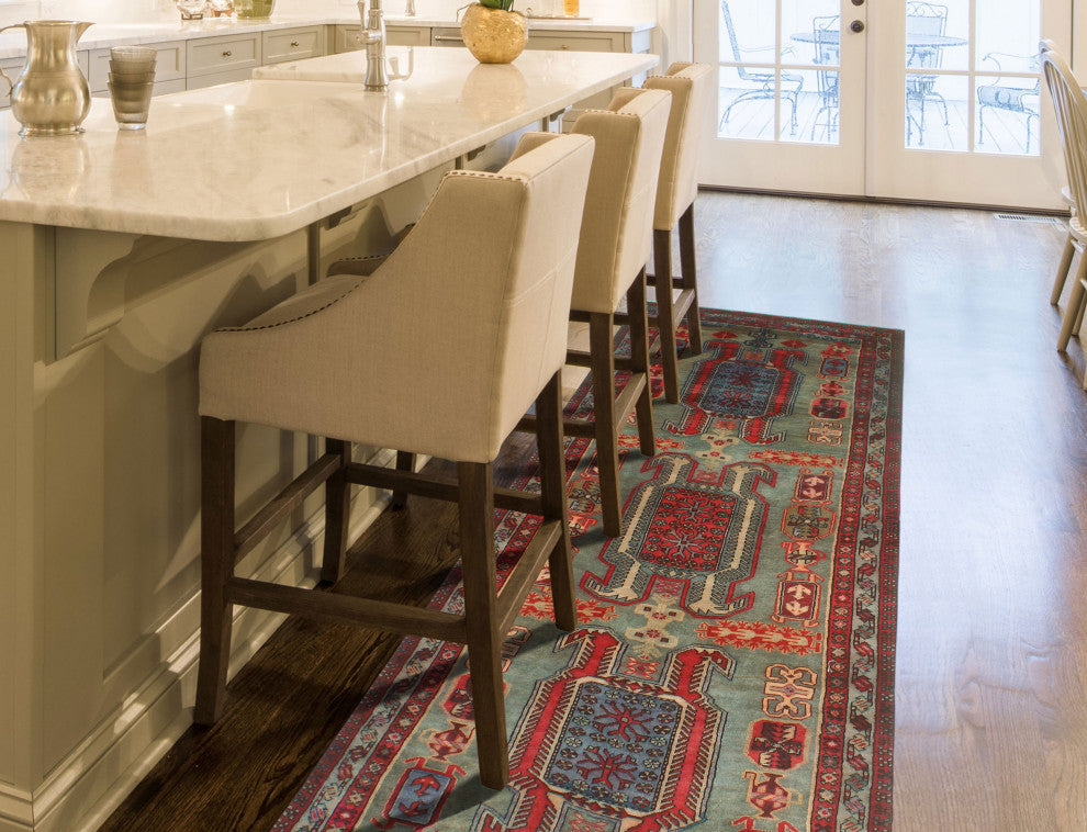 Fine Vintage Distressed Beverly Gray/Rust Runner, 4'0x10'2