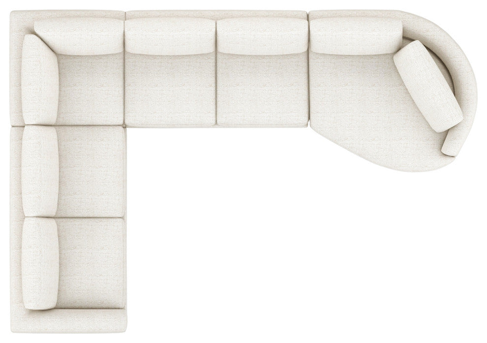 Laguna 166" Modular Feather-Cushion Sectional Sofa, Wheat Cream Beige Polyester Tweed, Right-Arm Facing