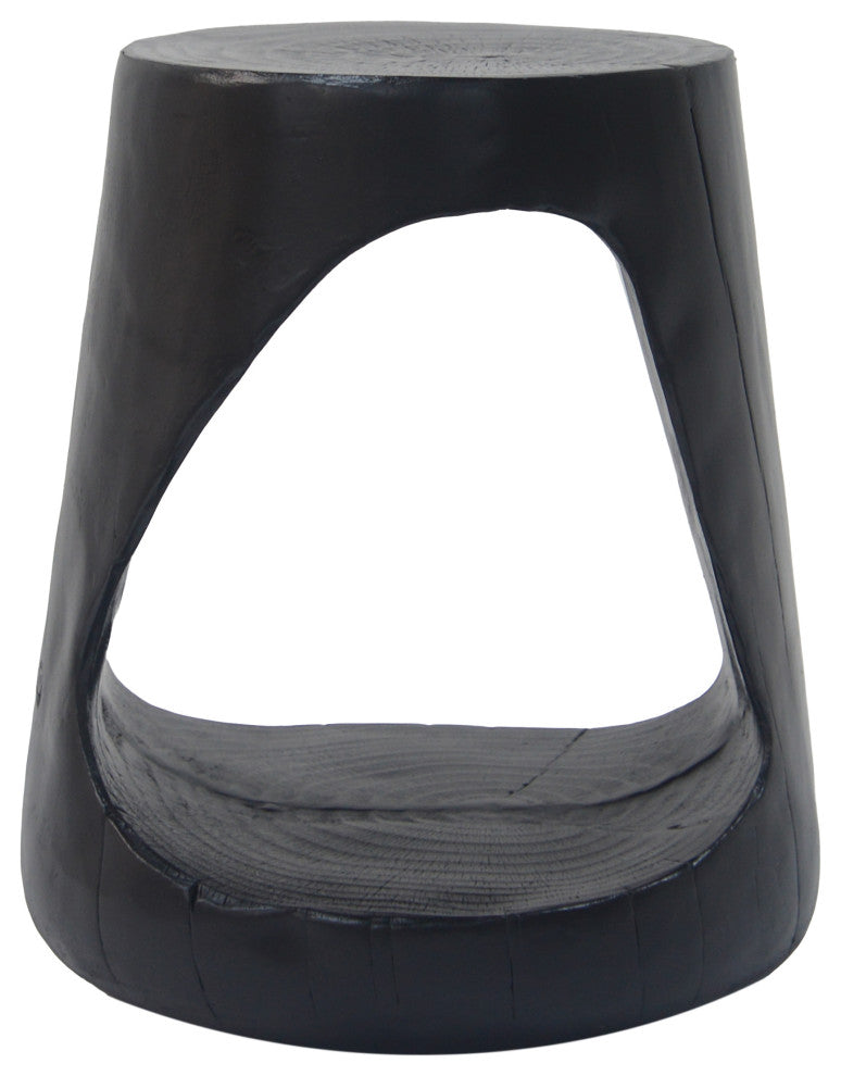 GDF Studio Hollow Center MGO Side Table, Wood-like Texture, Black