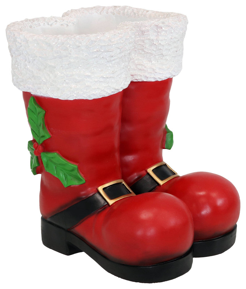 Sunnydaze Santa Boots Statue, 13" Polyresin, Indoor or Outdoor Decoration