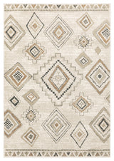 Garson Southwest Tribal Area Rug, Ivory, 5'3"x7'3"
