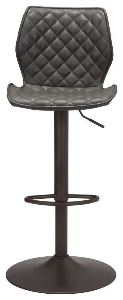 Bar Stool Chair Barstool, Faux Vinyl Leather, Steel, Vintage Gray, Bronze