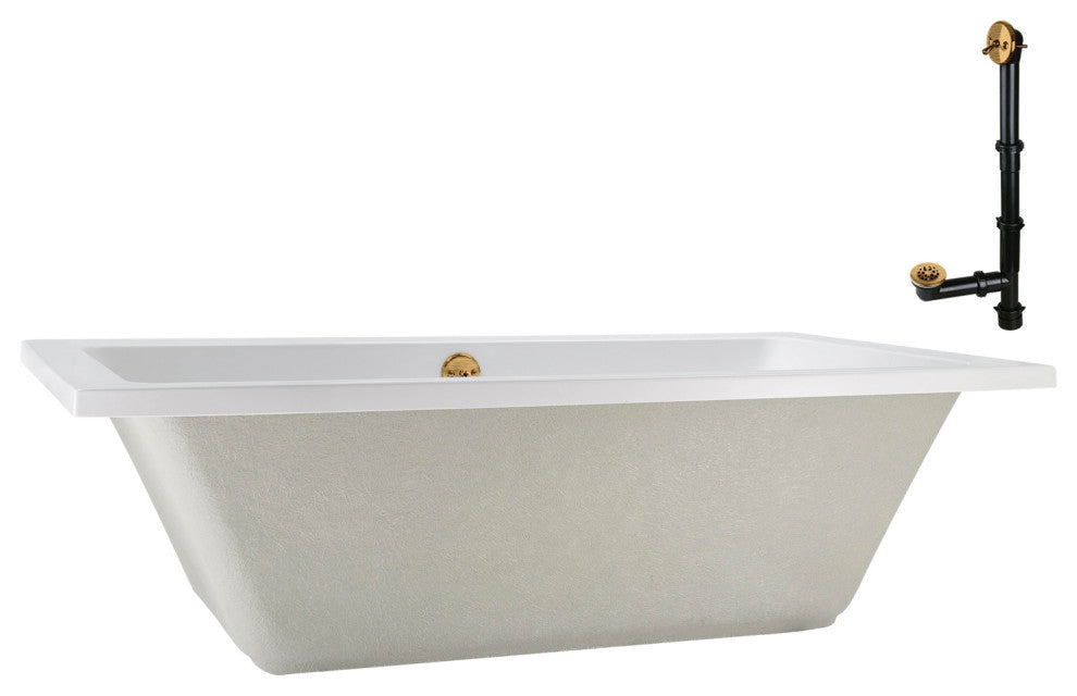 Streamline 66 in. x 34 in. Acrylic Drop-In Bathtub, Brushed Gold