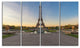 "Wide View of Paris Eiffel Tower at Sunrise" Cityscape Art, 48"x28", 4-Panels
