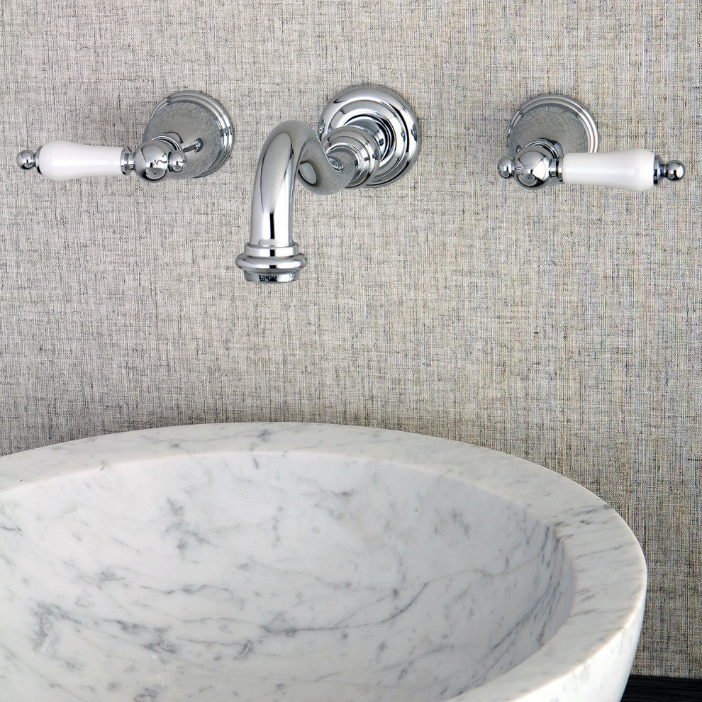 Kingston Brass 2-Handle Wall Mount Bathroom Faucet, Polished Chrome