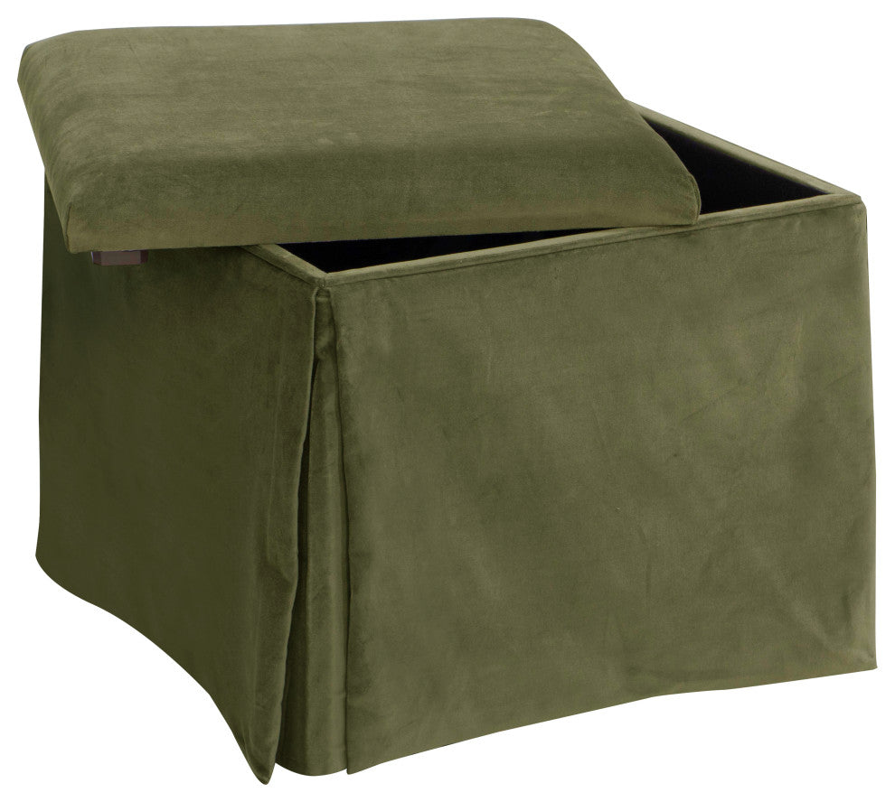 Ivy Skirted Storage Ottoman, Regal Moss