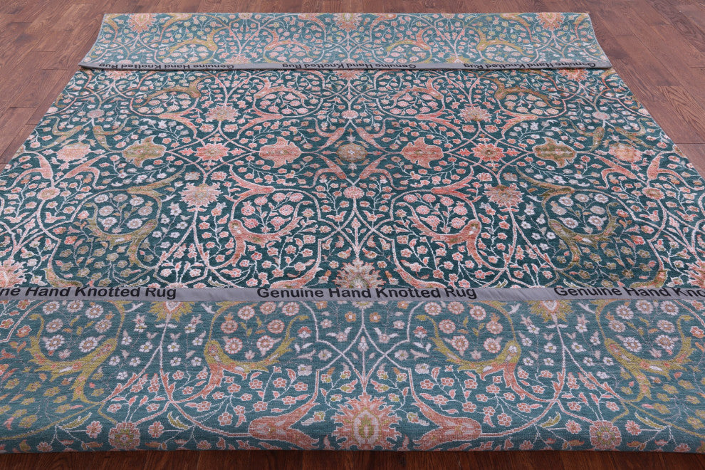 9' 0" X 12' 2" Modern Hand Knotted Wool & Silk Rug - Q15531