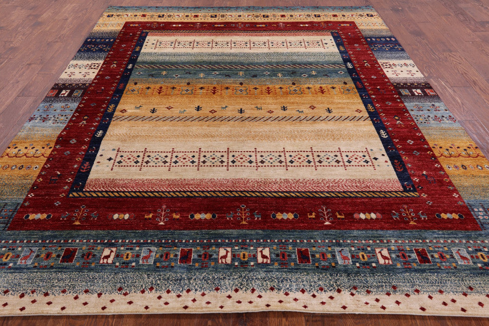 8' 2" X 9' 7" Tribal Persian Gabbeh Handmade Rug Q5546