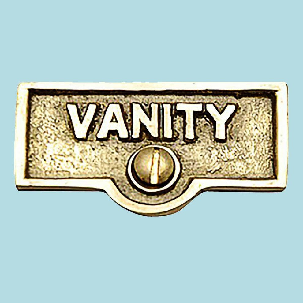 Switch Plate Tags VANITY Name Signs Labels Lacquered Brass Renovators Supply