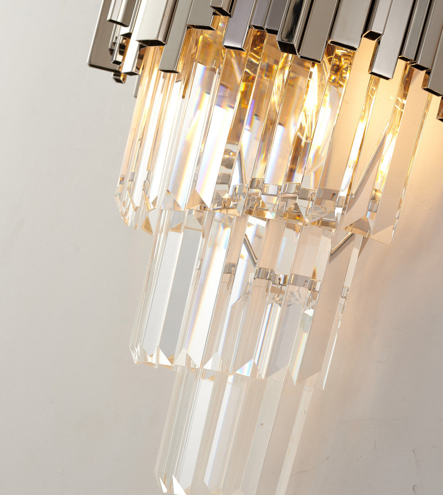 Clear Crystal Drops Wall Sconce, Chrome
