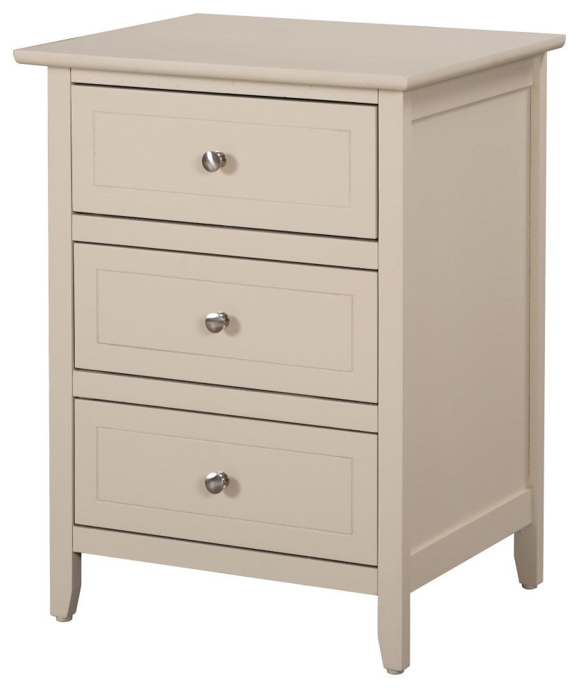 Drake 3-Drawer Nightstand, Beige