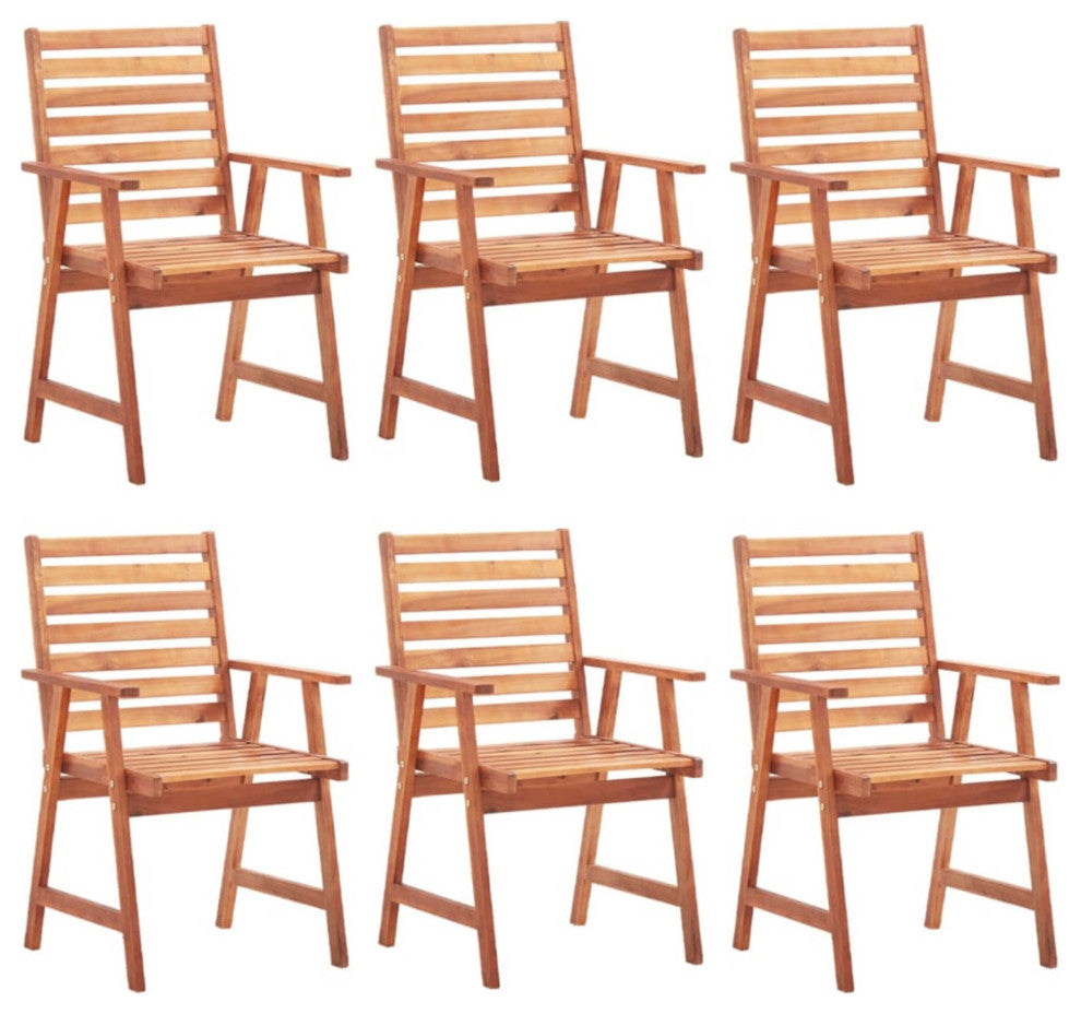 Vidaxl Outdoor Dining Chairs 6-Piece With Cushions Solid Acacia Wood