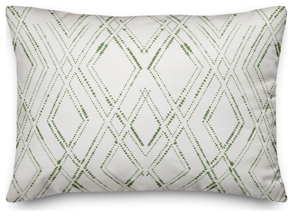 White and Green Diamond 20x14 Spun Poly Pillow