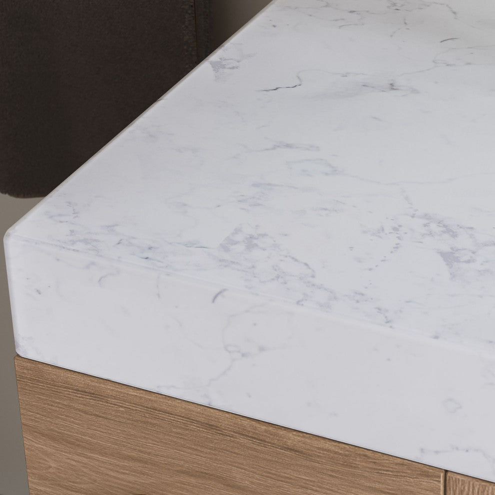 Bahia Bath Vanity, Oak, 48", Brushed Gold Hardware, Single, Freestanding