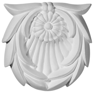 3 1/8"W  x 3 1/8"H x  5/8"P Shell with Leaves Rosette