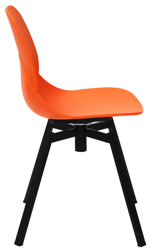 Joy Series Shell Side Swivel Chairs With Metal Leg, Set of 2, Orange