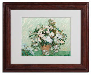 'Roses, 1890' Matted Framed Canvas Art by Vincent van Gogh