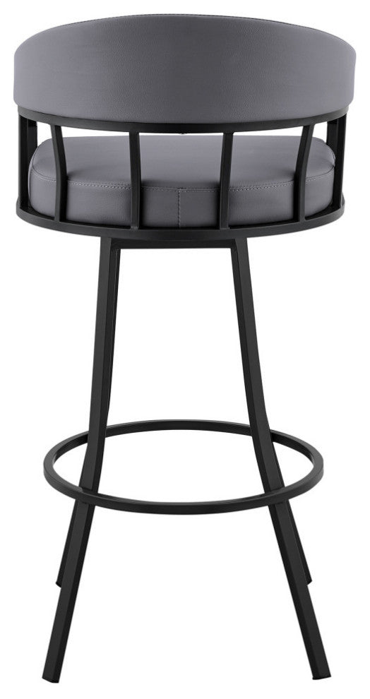 Palmdale Swivel Faux Leather Stool, Black /Slate Gray, 30" Counter Height