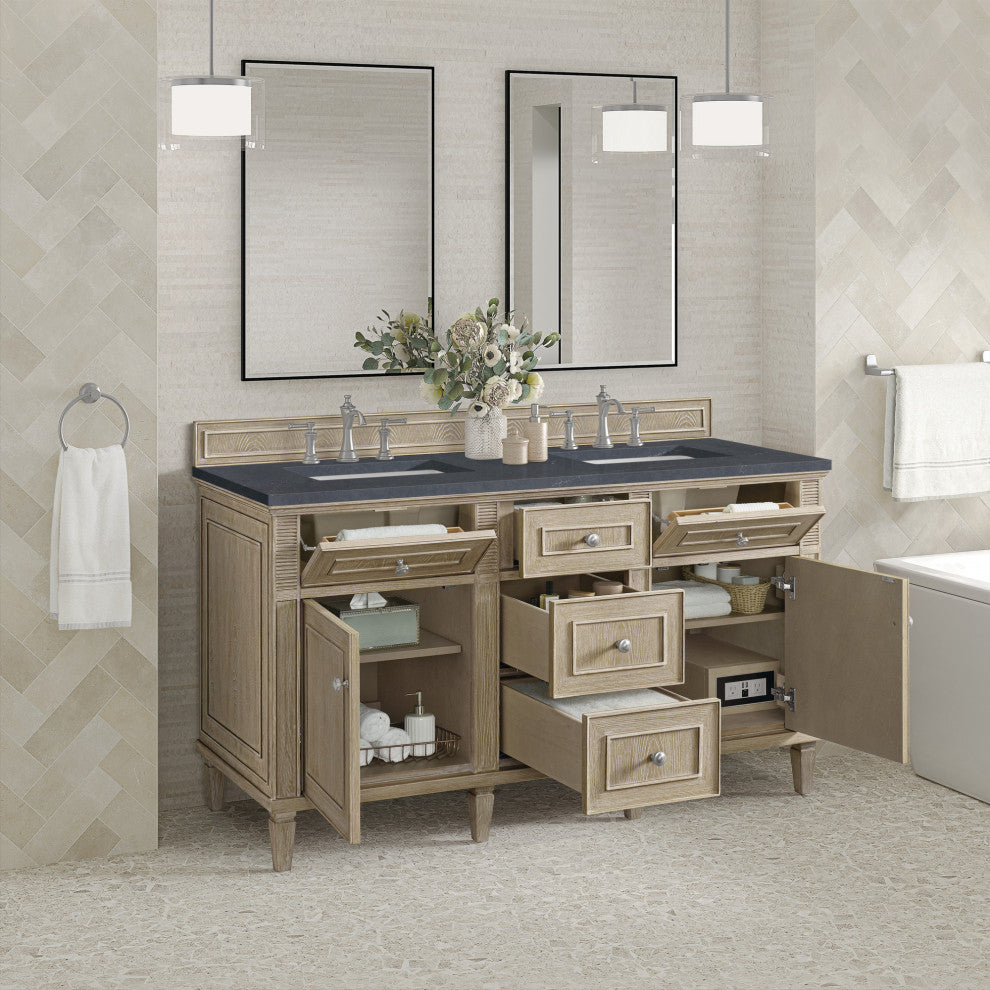 James Martin Vanities 424-V60D-3CSP Lorelai 60" Double Basin Wood - Light