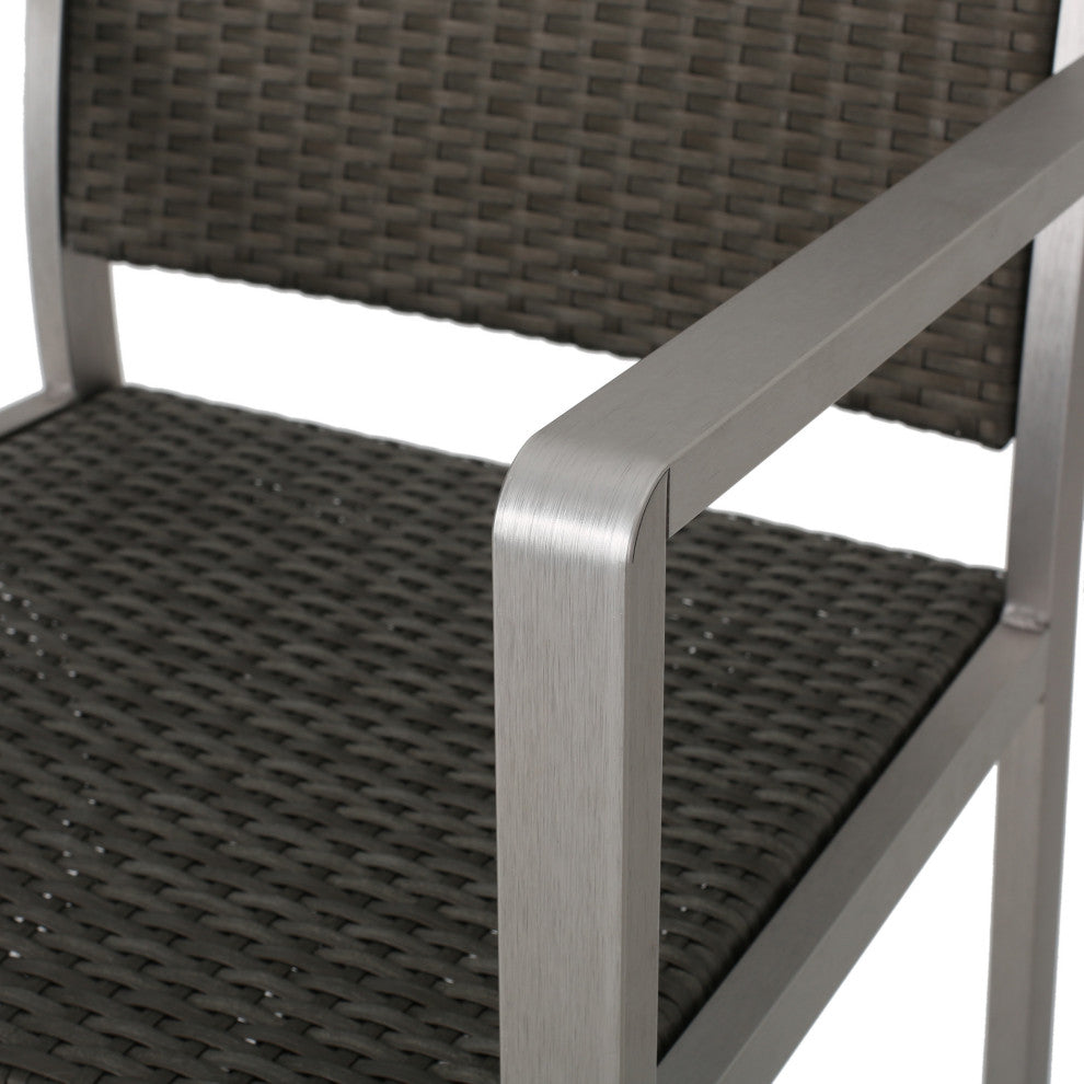 GDF Studio 3-Piece Capral Outdoor Gray Wicker Bar Set