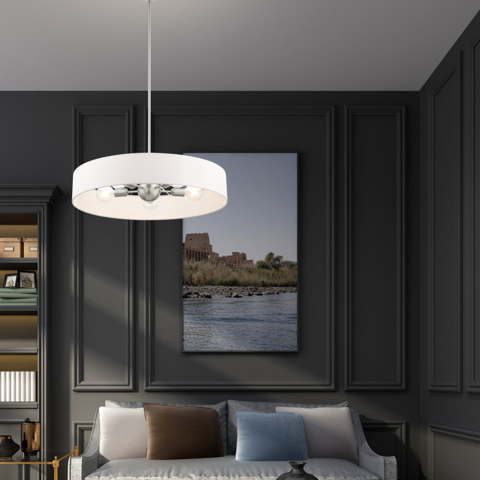 Livex Lighting Venlo 5 Light Brushed Nickel Drum Pendant