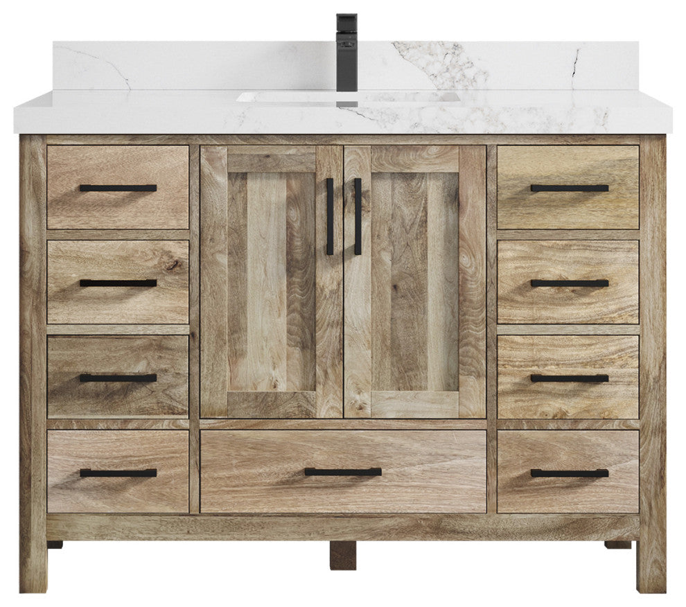 Malibu Mango 48 Single Sink Bath Vanity in Natural 2" Calacatta Nuvo