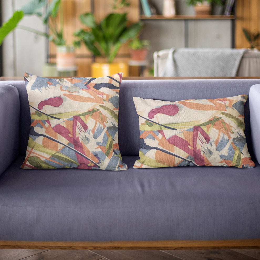 Plutus Multi-Color Graphic Print Luxury Throw Pillow, 12"x20"