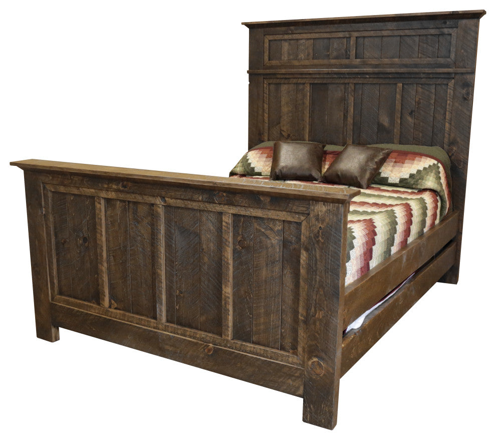 Barnwood Style Timber Peg North River Panel Bed, Driftwood, King