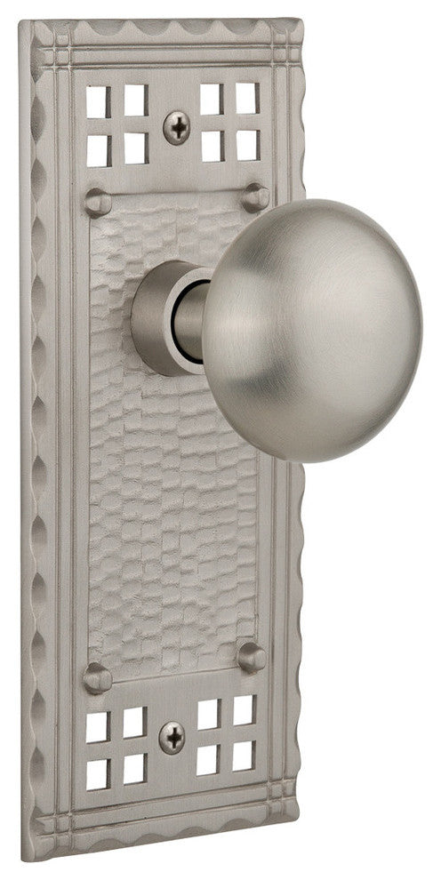 Craftsman Plate Privacy New York Knob, Satin Nickel