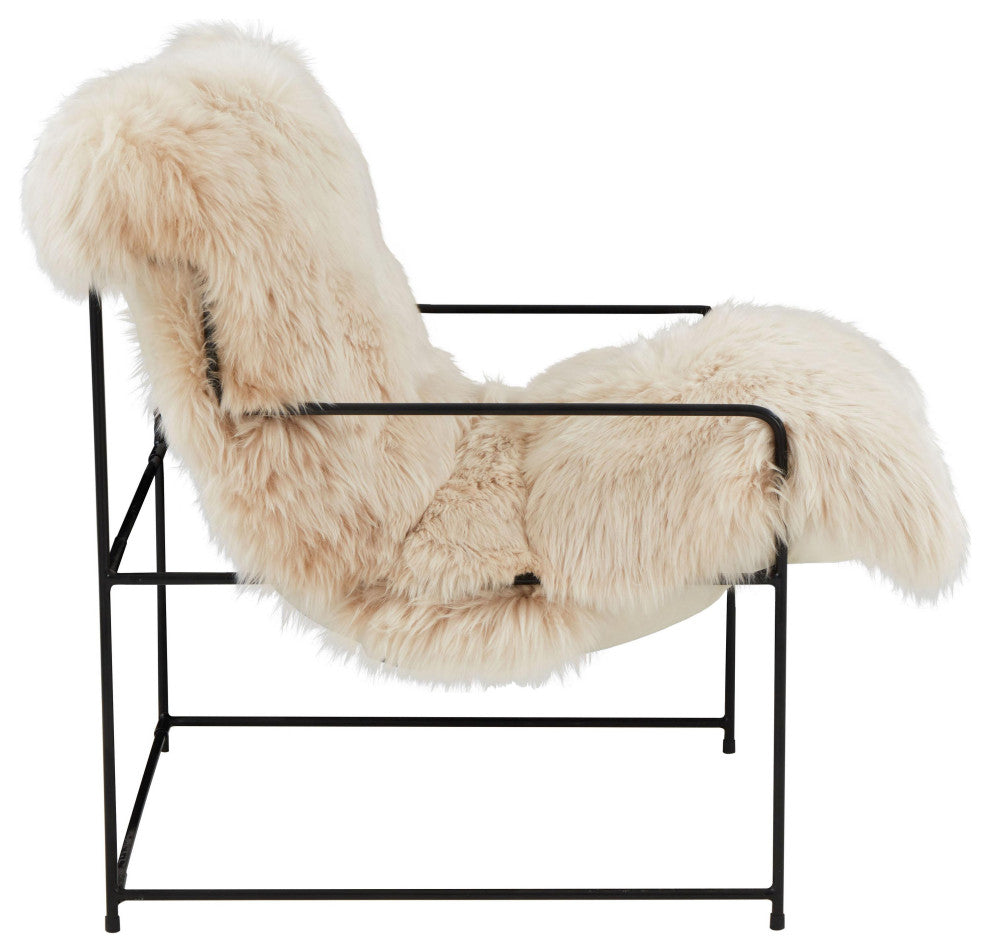 Kimi Genuine Sheepskin Chair, Fluffy Accent Chair