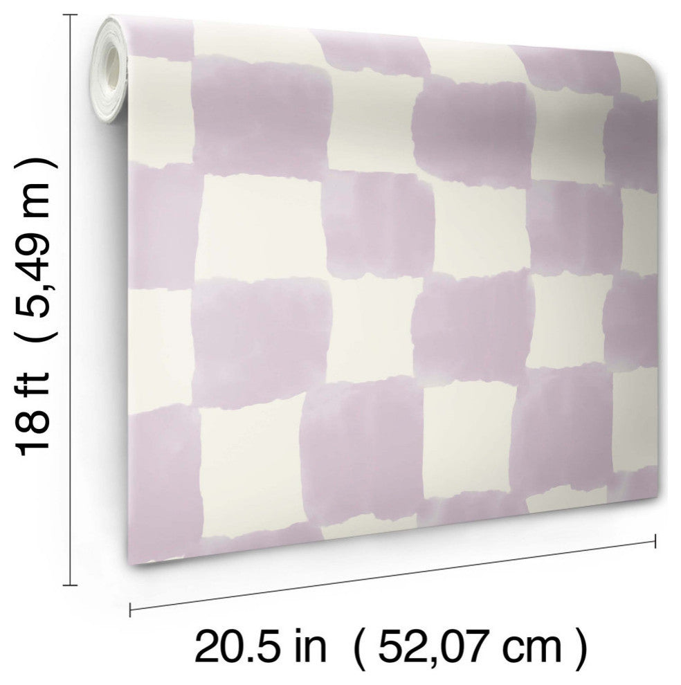 Mr. Kate Tess Watercolor Soft Lavender Checker Peel and Stick Wallpaper