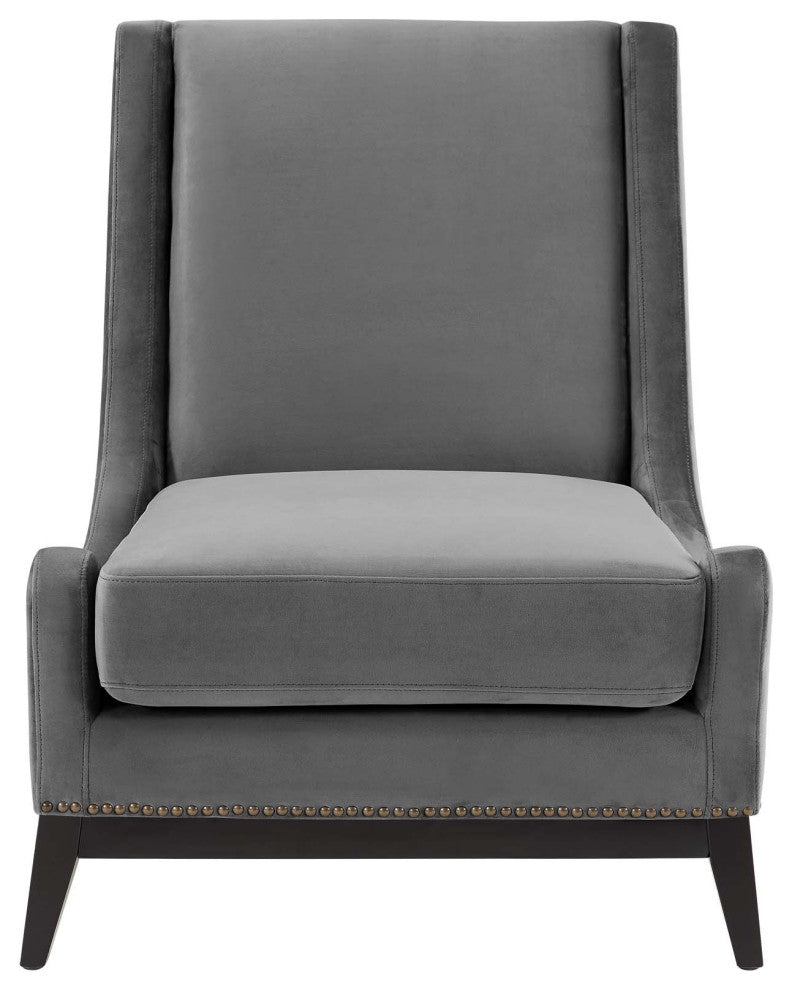 Armchair Accent Chair, Set of 2, Velvet, Gray, Modern, Lounge Hospitality
