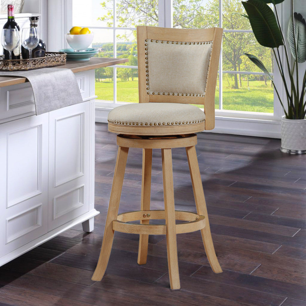 Melrose Swivel Stool, Cream Wire Brush/Ivory, Bar Height