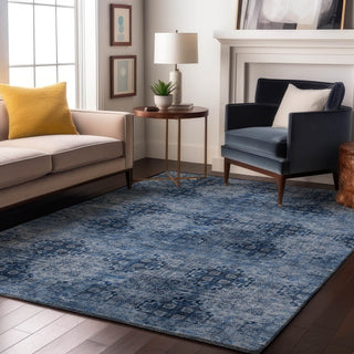 Premium Machine Washable Mayfield AMF557 Navy 8' x 10' Rug