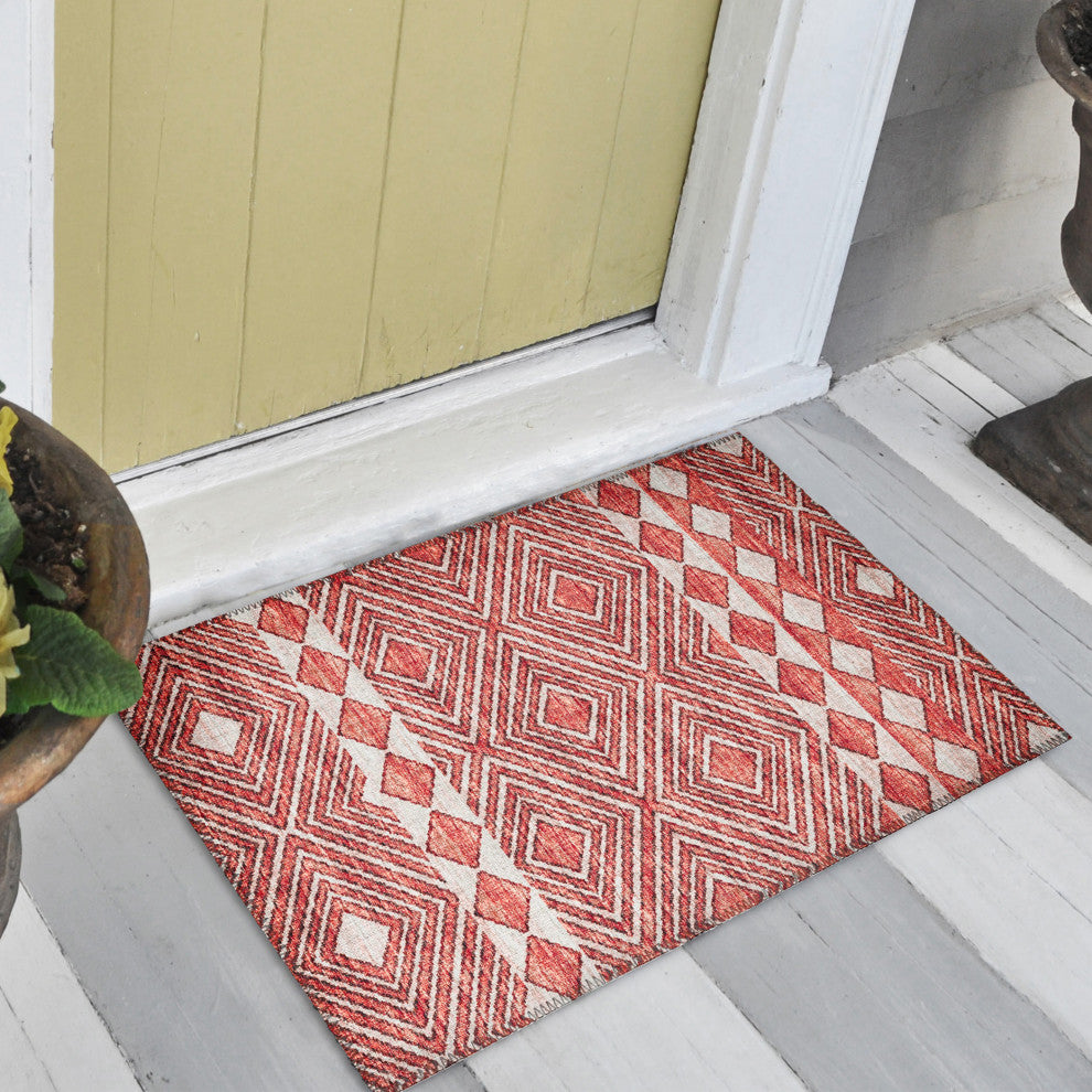 Indoor/Outdoor Sedona SN1 Paprika Machine Washable 1'8" x 2'6" Rug
