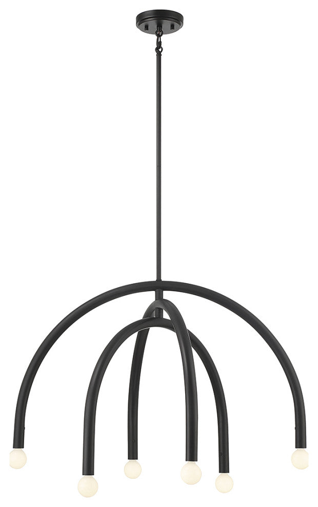 6-Light Chandelier, Matte Black, Matte Black