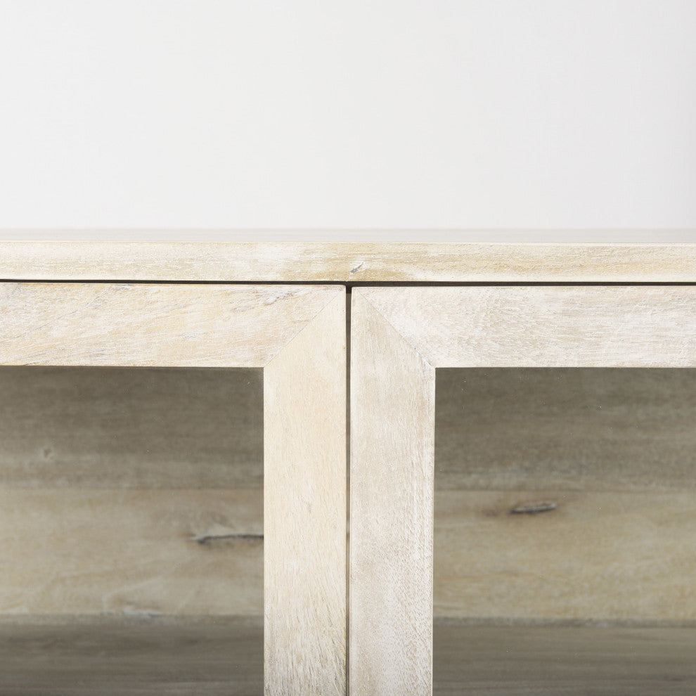 Rustic White Two Door Shadowbox Cabinet