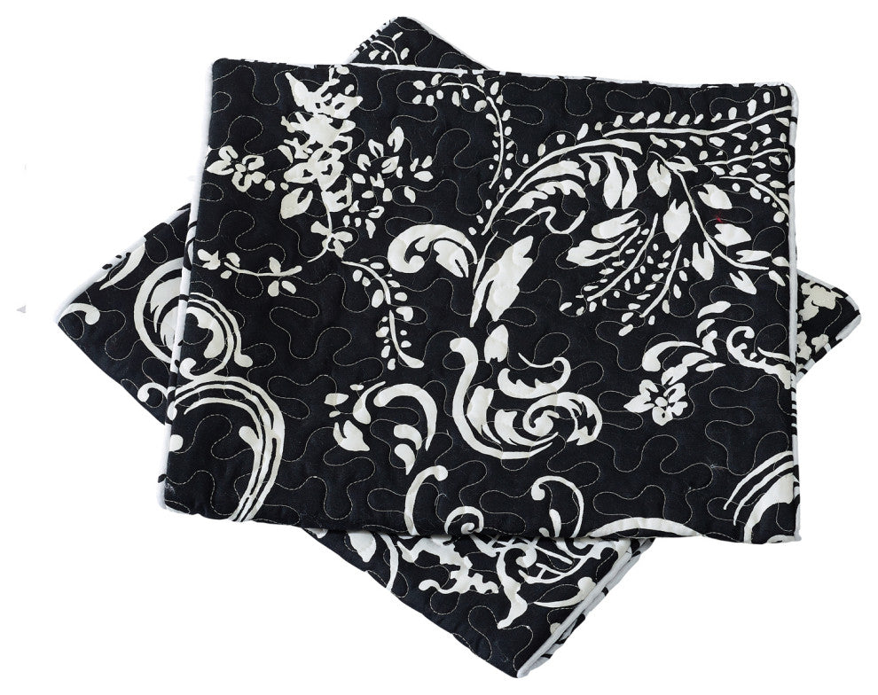 Printed Microfiber Pillow Covers, Set of 2, La Boheme Black
