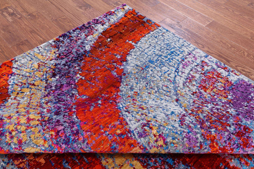 Abstract Handmade Wool & Silk Rug 8' 0" X 9' 11" - Q13700