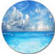 Bright Blue Waters And Sky Panorama, Seascape Disc Metal Wall Art, 23"