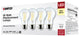 8W A19 LED, Clear, 3000K, Medium Base, 120V, 4-Pack