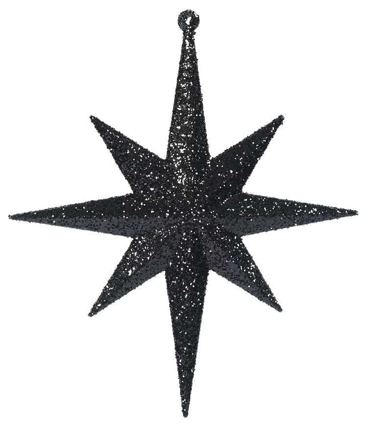 Vickerman 8" Black Glitter Bethlehem Star 4/Box