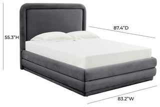 Briella Dark Gray Velvet Bed in King