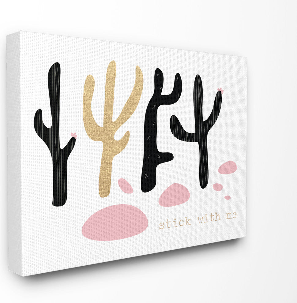 Stick With Me Cacti Stretched Canvas Wall Art, 24x30